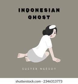 indonesian traditional ghost vector flat illustration