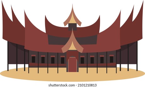 Indonesian Traditional House Sumatera Flat Design Stock Vector (Royalty ...