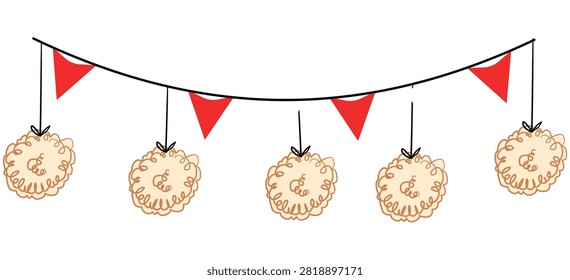Indonesian Traditional Krupuk Cracker Flat Vector Illustration for 17 August Contest