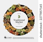 Indonesian Traditional Market culinary illustration for social media template