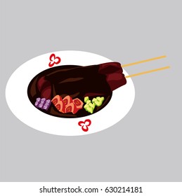 Indonesian traditional satay sate buntel vector illustration