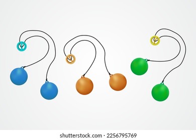 Indonesian traditional toys clackers illustration with multiple colors on isolated background design