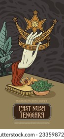 Indonesian traditional Wedding crown illustration. Rote East Nusa Tenggara traditional hat