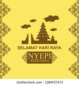 Indonesian translate: Happy Nyepi Day, Vector Illustration. Suitable for greeting card, poster and banner 
