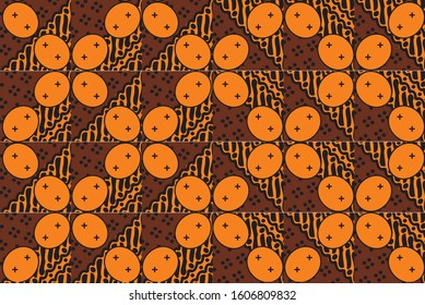 Indonesian typical kawung batik in various combinations of patterns and colors