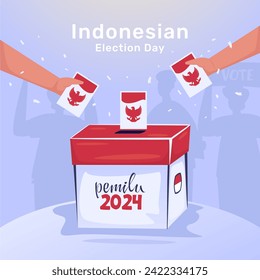 Indonesian vote day illustration for greeting post design