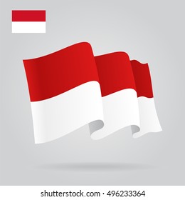 Indonesian waving Flag. Vector illustration.