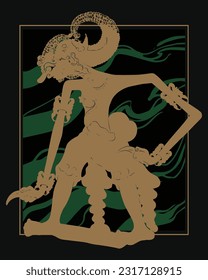 Indonesian wayang bima shadow puppet vector