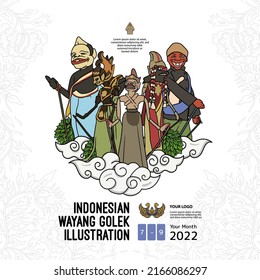 Indonesian wayang golek illustration with white background svg