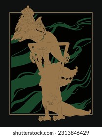 Indonesian wayang rukmini shadow puppet vector
