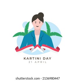 Indonesian woman hero. Kartini day banner template.