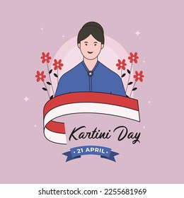Indonesian woman heroes Kartini day banner design template