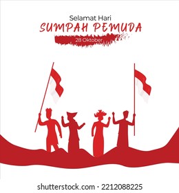 Indonesian Youth Pledge icon, October 28 for posters and banners on a red and white background