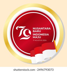 Indonesia's 79th Independence Day logo on a white and gold background. Celebrating 79 years of Indonesia.Dirgahayu 79 RI Background. HUT RI 79 2024. Vector Illustration