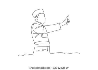 Indonesia's first president, Ir Soekarno, Indonesia became independent continues line art