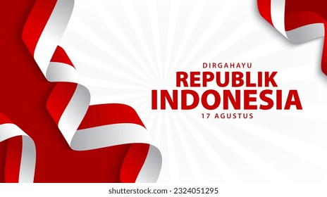 Indonesia's independence celebration, August 17th. Indonesia independence day with red and white ribbon decoration. Vector illustration