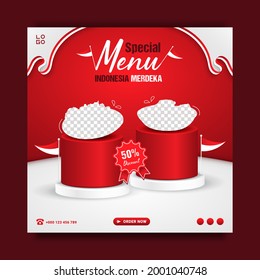 Indonesia's independence day special food menu promotion banner template