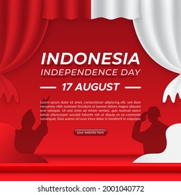 Indonesia's independence day square background template