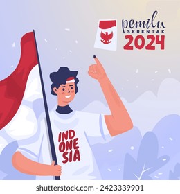 Indonesia's young generation celebrates election day illustration greetings