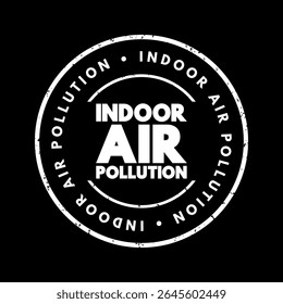 Indoor Air Pollution is dust, dirt, or gases in the air inside buildings, text concept stamp
