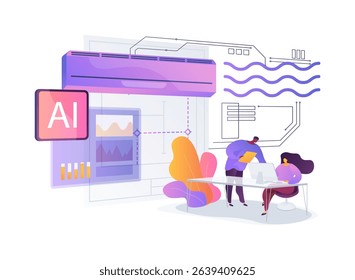 Indoor Air Quality Monitoring Systems abstract concept vector illustration. Smart sensors track air quality to maintain a healthy office environment. abstract metaphor.