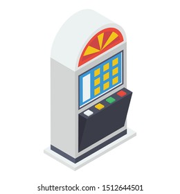 
Indoor amusement park gaming machine icon in isometric design 
