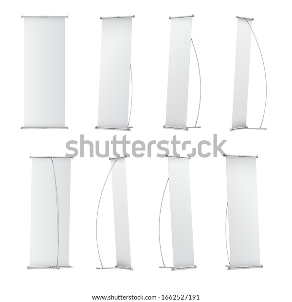 Indoor Blank L-Stand Banner for\
design presentation. Vector illustration on white\
background