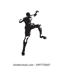 Indoor bouldering, isolated vector silhouette, ink drawing. Climber, boulderer, rock clibing sport