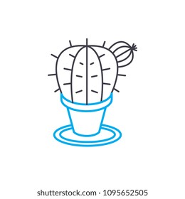Indoor cactus linear icon concept. Indoor cactus line vector sign, symbol, illustration.