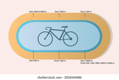 Indoor cycling track diagram. Vector flat illustration