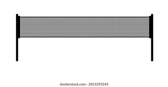 Indoor empty badminton net for badminton court, shuttle and racket. Racket sport game. Playing in the summer or on the beach. Indoor team sports. Lines pattern or template. volleyball game