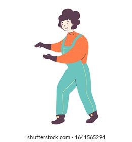 Indoor farming expert in uniform flat vector illustration