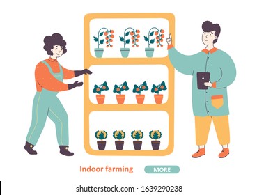 Indoor farming flat vector landing page template