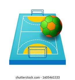 Indoor field for handball isolated icon, playground or course