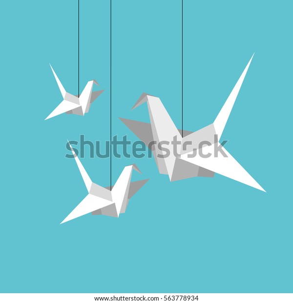 Indoor Flight Origami Birds Start Fly Stock Vector Royalty