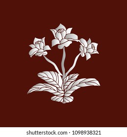 Indoor flower of white gradient on brown background, vector