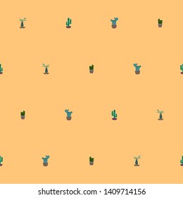 Indoor flowers seamless pattern. Different types of cactus. vector design.
