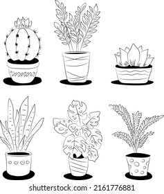 Conjunto de ilustraciones vectoriales de flores interiores