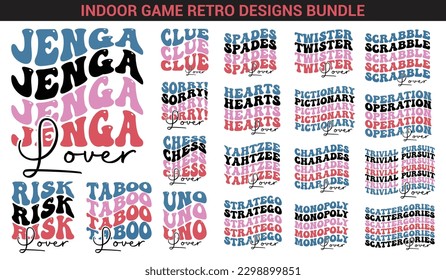 Indoor game lover retro wave t-shirt designs bundle. also for design for t-shirts, tote bags, cards, frame artwork, phone cases, bags, mugs, stickers, tumblers, prints, pillows, etc