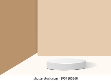 Indoor geometric podium with sunlight