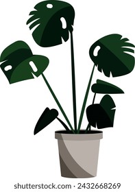 indoor green flower in a pot vector EPS10