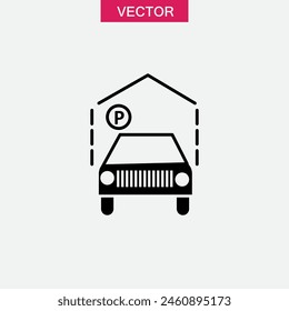 Icono de estacionamiento de invitados interior. Ilustración de estilo de moda plana de Vector sobre fondo blanco..eps