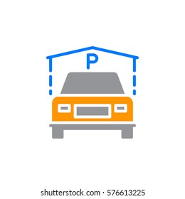 Indoor Guest Parking icon vector, filled flat sign, solid colorful pictogram isolated on white. Symbol, logo illustration