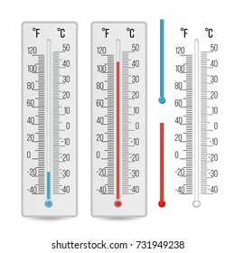 Indoor Home Office Thermometer Vector. Hot And Cold Temperature. Isolated Illustration