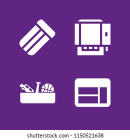 indoor icon. 4 indoor set with window, online payment, drawer and mattress vector icons for web and mobile app