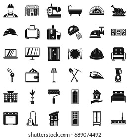 Indoor icons set. Simple style of 36 indoor vector icons for web isolated on white background - Shutterstock ID 689074492