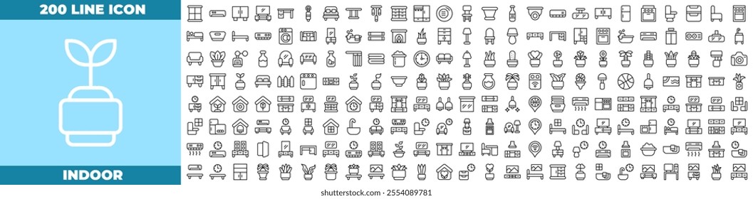 Indoor Line Editable Icons set