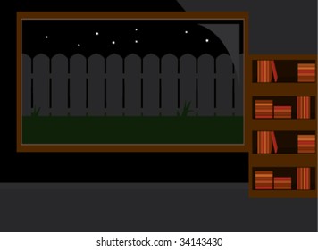 Indoor night scene - vector