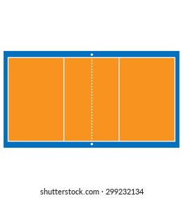 Indoor Orange And Blue Volleyball Court Vector Isolated