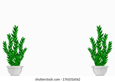 Indoor and outdoor landscape garden potted plants isolated on white. Vector set green plant in pot, illustration of flowerpot bloom